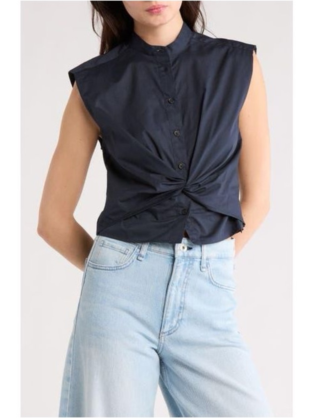 Rag & Bone Rita Sleeveless Twist-Front Navy Top Size XXS 00